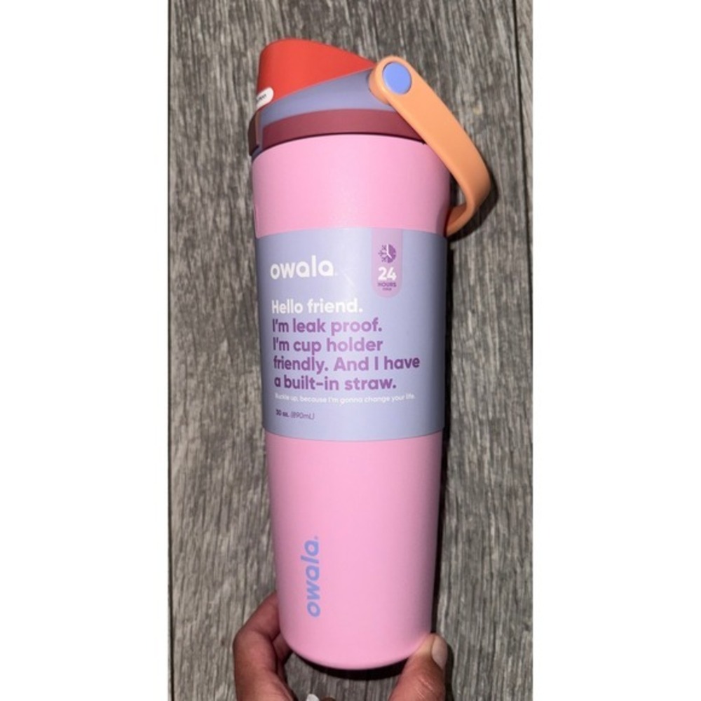NWT Owala FreeSip 30oz Stainless Steel Water Bottle "Kickflip" w/ silicone boot